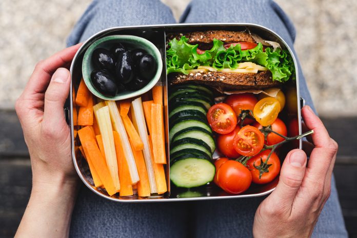 Woman having healthy lunch