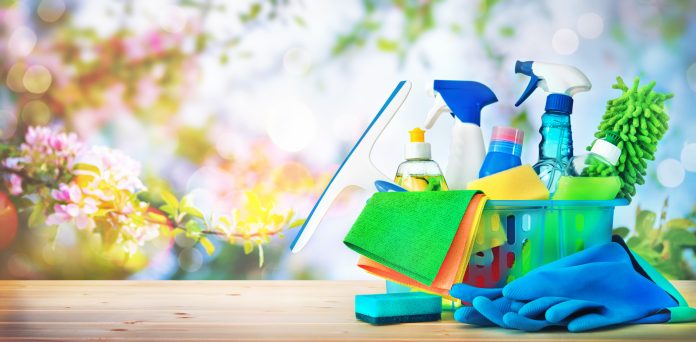 Cleaning concept. Housecleaning, hygiene, spring, chores, cleaning supplies