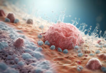 Extreme close-up of a melanoma, skin cancer treatment and prevention